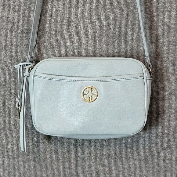 Fossil Crossbody Bag Womens Blue Pebbled Leather Shoulder Handbag Purse